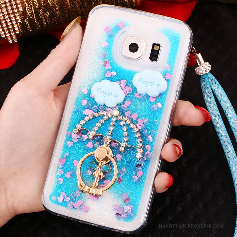 Hülle Samsung Galaxy S6 Edge Weiche Treibsand Handyhüllen, Case Samsung Galaxy S6 Edge Schutz Blau