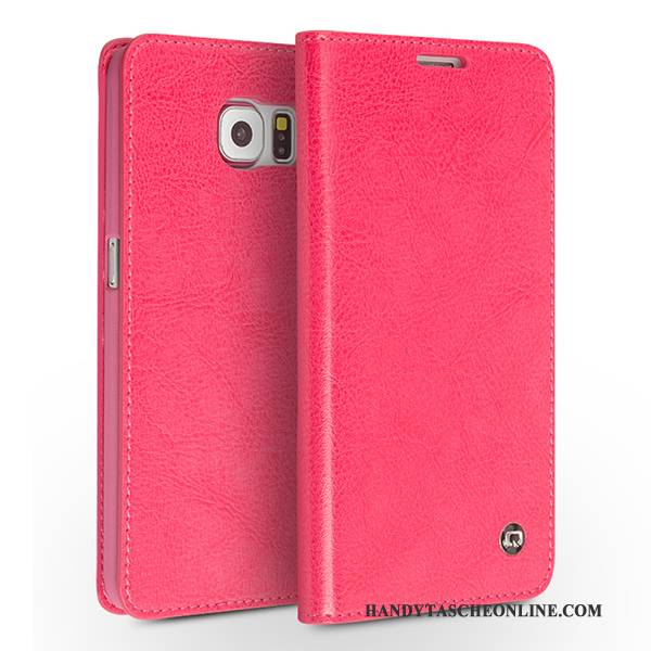 Hülle Samsung Galaxy S6 Folio Handyhüllen Business, Case Samsung Galaxy S6 Lederhülle Rot