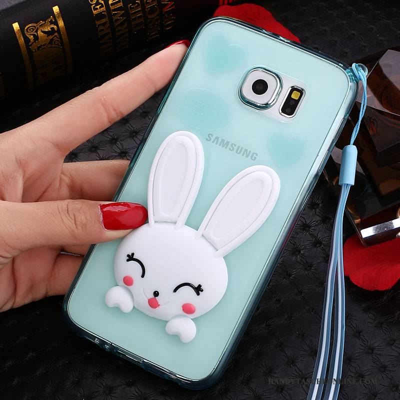 Hülle Samsung Galaxy S6 Karikatur Transparent Anti-sturz, Case Samsung Galaxy S6 Schutz Weiß Hängende Verzierungen