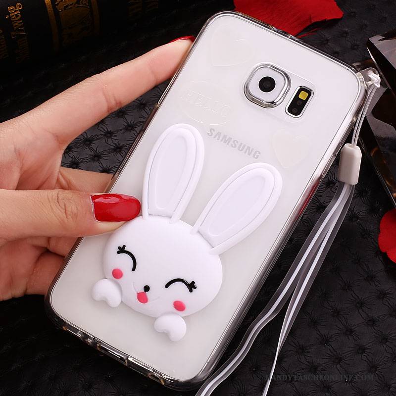 Hülle Samsung Galaxy S6 Karikatur Transparent Anti-sturz, Case Samsung Galaxy S6 Schutz Weiß Hängende Verzierungen