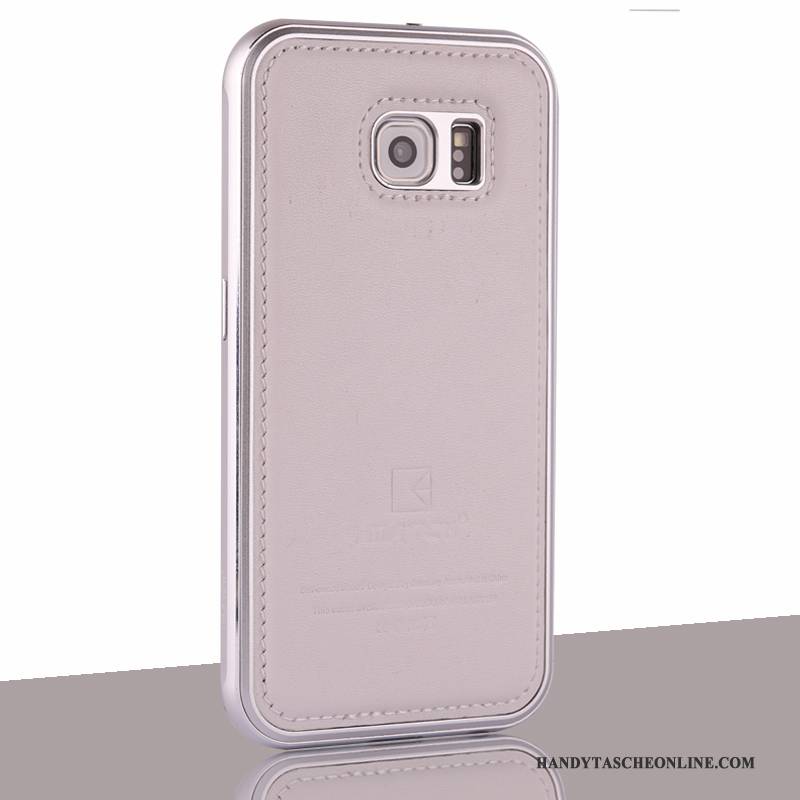 Hülle Samsung Galaxy S6 Leder Handyhüllen Grau, Case Samsung Galaxy S6 Schutz Grenze