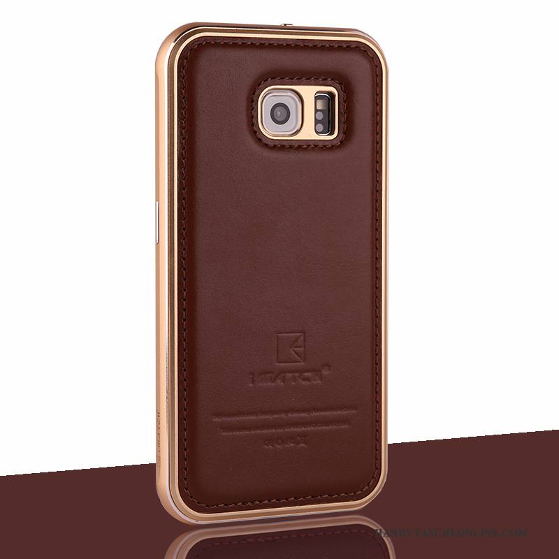 Hülle Samsung Galaxy S6 Leder Handyhüllen Grau, Case Samsung Galaxy S6 Schutz Grenze