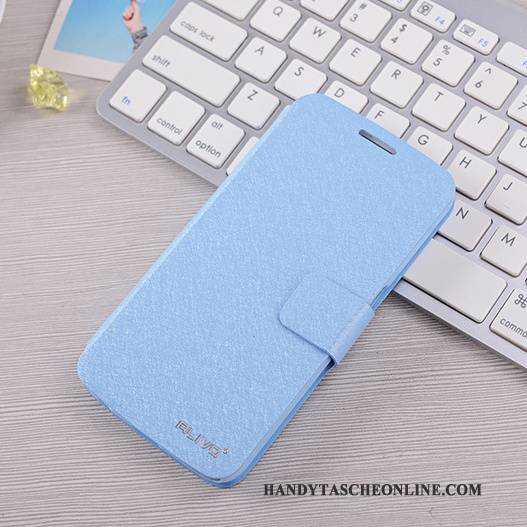 Hülle Samsung Galaxy S6 Lederhülle Hellblau Handyhüllen, Case Samsung Galaxy S6 Folio