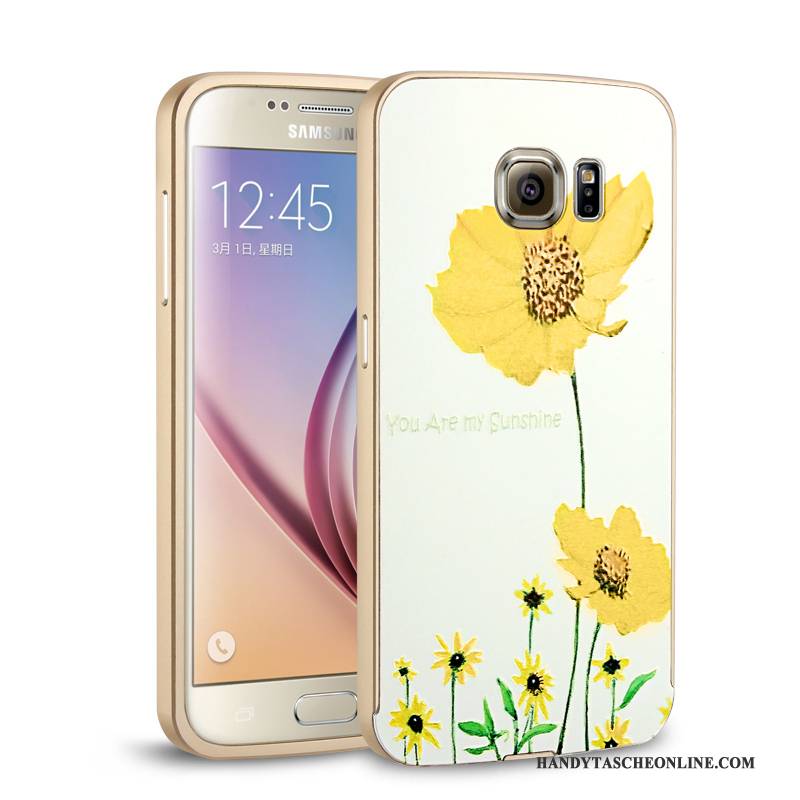 Hülle Samsung Galaxy S6 Metall Handyhüllen Gelb, Case Samsung Galaxy S6 Grenze Hintere Abdeckung