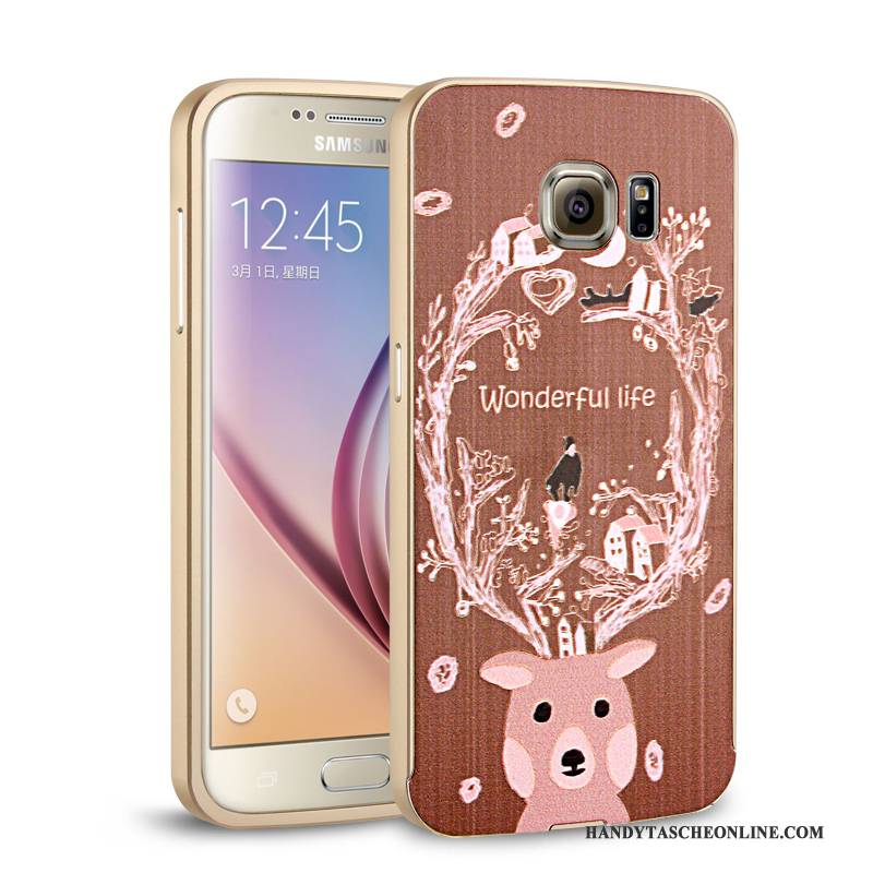 Hülle Samsung Galaxy S6 Metall Handyhüllen Gelb, Case Samsung Galaxy S6 Grenze Hintere Abdeckung