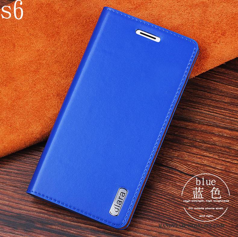 Hülle Samsung Galaxy S6 Schutz Anti-sturz Handyhüllen, Case Samsung Galaxy S6 Lederhülle Blau