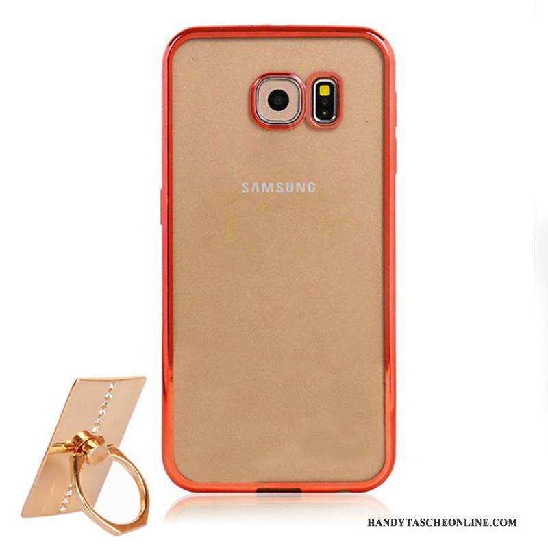 Hülle Samsung Galaxy S6 Schutz Transparent Rot, Case Samsung Galaxy S6 Silikon