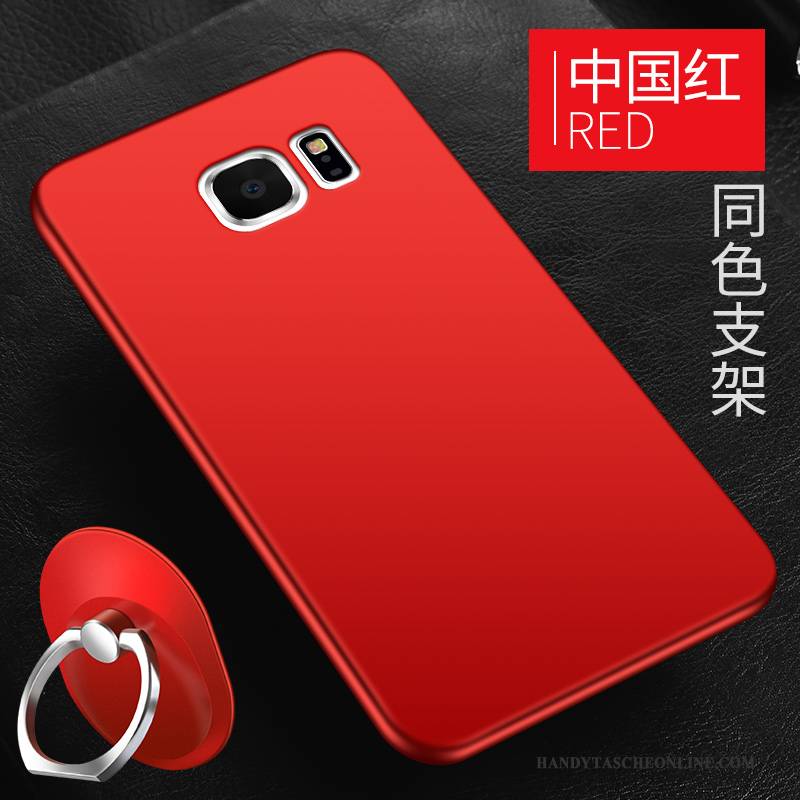 Hülle Samsung Galaxy S6 Silikon Anti-sturz Handyhüllen, Case Samsung Galaxy S6 Taschen Rot Nubuck