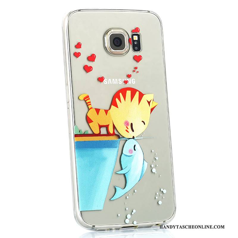 Hülle Samsung Galaxy S6 Silikon Nette Anti-sturz, Case Samsung Galaxy S6 Weiche Weiß Handyhüllen