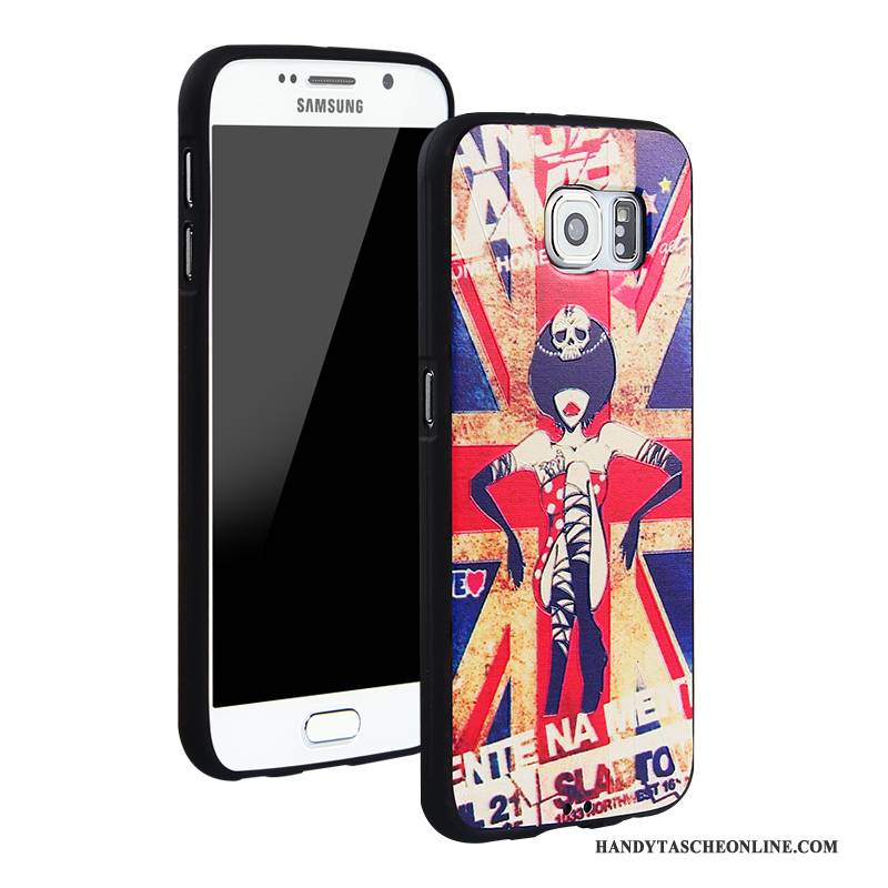 Hülle Samsung Galaxy S6 Taschen Blau Trend, Case Samsung Galaxy S6 Karikatur Handyhüllen Anti-sturz