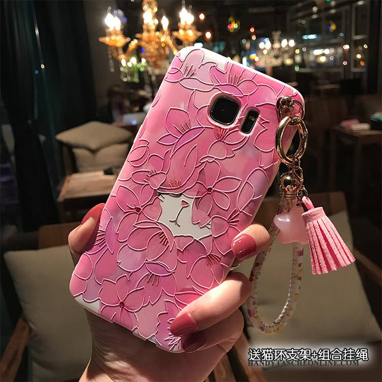 Hülle Samsung Galaxy S7 Edge Halterung Blütenblätter Rosa, Case Samsung Galaxy S7 Edge Taschen Katzen Pulver