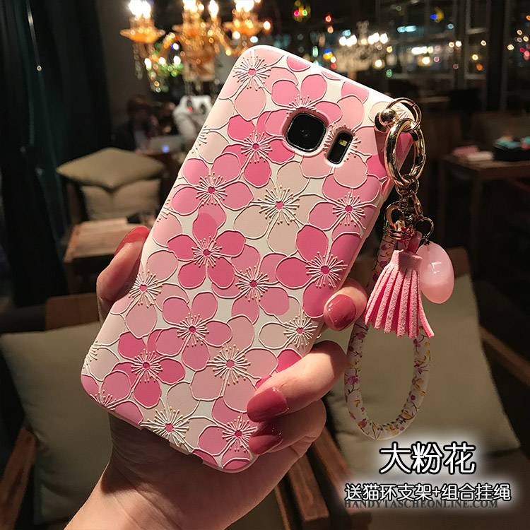 Hülle Samsung Galaxy S7 Edge Halterung Blütenblätter Rosa, Case Samsung Galaxy S7 Edge Taschen Katzen Pulver