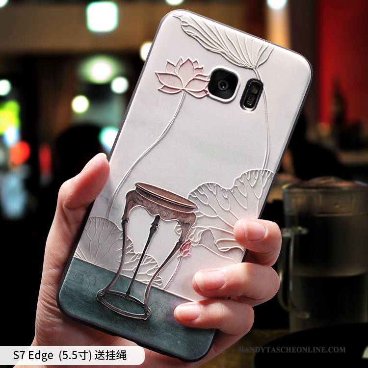 Hülle Samsung Galaxy S7 Edge Kreativ Grün Chinesische Art, Case Samsung Galaxy S7 Edge Taschen Handyhüllen Anti-sturz