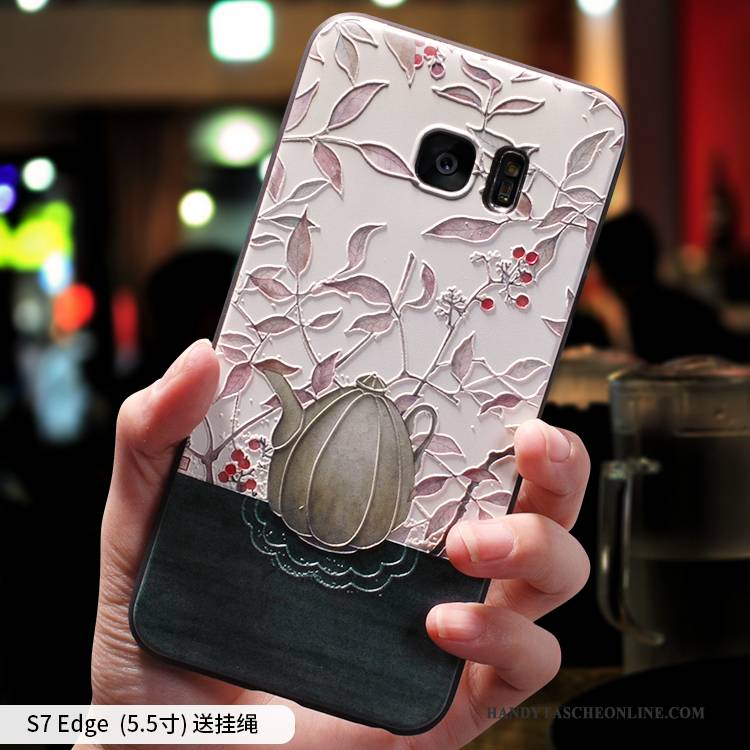 Hülle Samsung Galaxy S7 Edge Kreativ Grün Chinesische Art, Case Samsung Galaxy S7 Edge Taschen Handyhüllen Anti-sturz