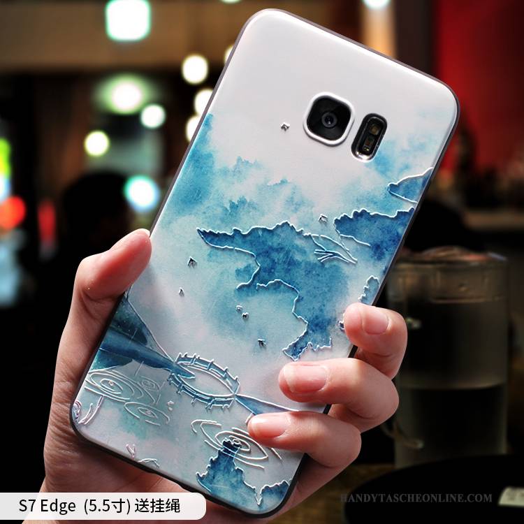 Hülle Samsung Galaxy S7 Edge Kreativ Grün Chinesische Art, Case Samsung Galaxy S7 Edge Taschen Handyhüllen Anti-sturz