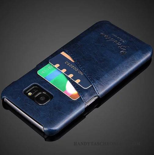 Hülle Samsung Galaxy S7 Edge Leder High-end Handyhüllen, Case Samsung Galaxy S7 Edge Schutz Blau Karte