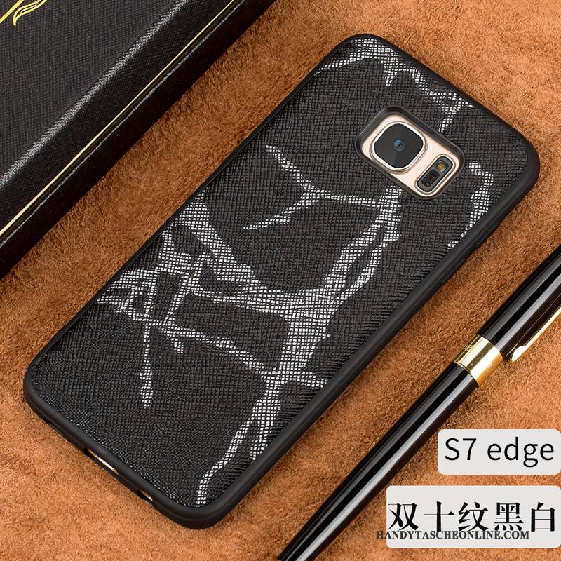 Hülle Samsung Galaxy S7 Edge Luxus Elegant Dünne, Case Samsung Galaxy S7 Edge Weiche Schwarz Europa