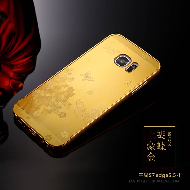 Hülle Samsung Galaxy S7 Edge Metall Grenze Gold, Case Samsung Galaxy S7 Edge Taschen Handyhüllen Anti-sturz