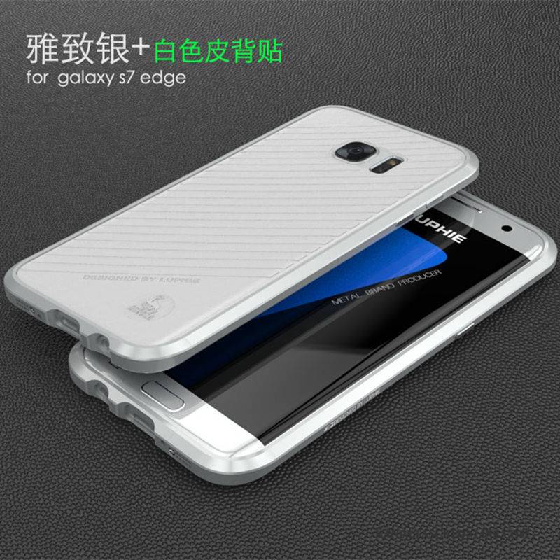 Hülle Samsung Galaxy S7 Edge Metall Schlank Weiß, Case Samsung Galaxy S7 Edge Schutz Anti-sturz Silber