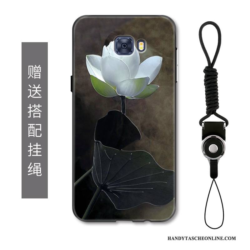 Hülle Samsung Galaxy S7 Edge Prägung Grau Chinesische Art, Case Samsung Galaxy S7 Edge Retro Schwarz Kunst