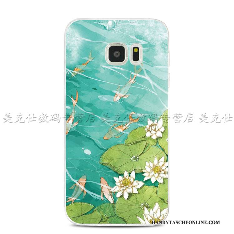 Hülle Samsung Galaxy S7 Edge Prägung Handyhüllen Grün, Case Samsung Galaxy S7 Edge Weiche