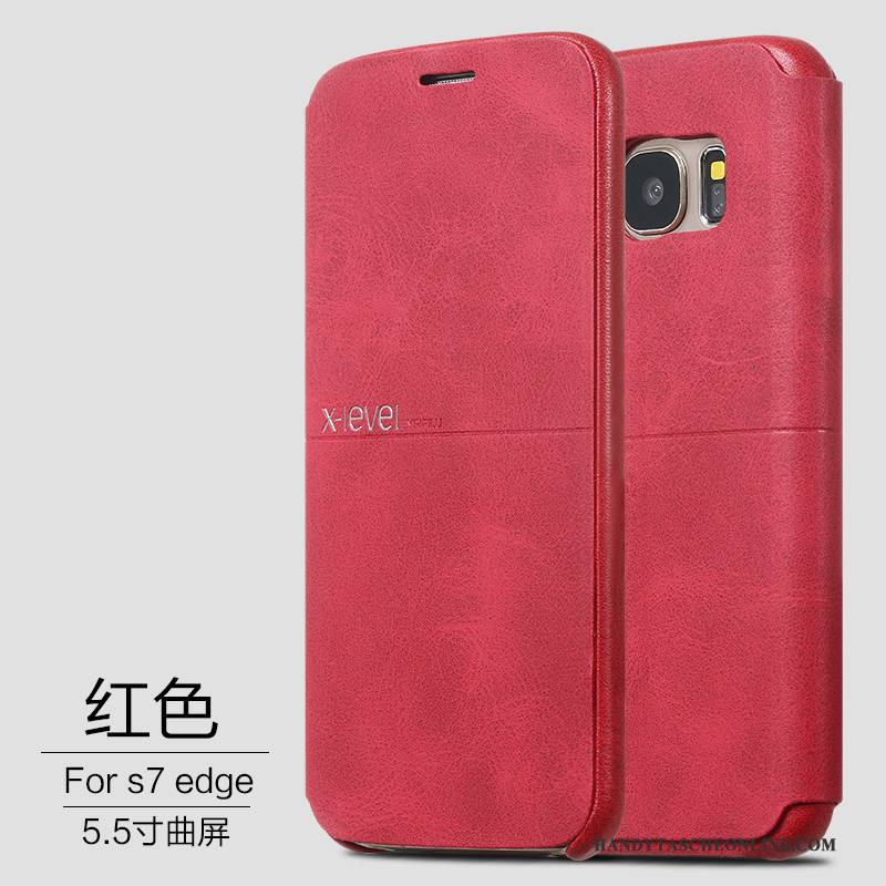 Hülle Samsung Galaxy S7 Edge Schutz Handyhüllen Schlank, Case Samsung Galaxy S7 Edge Lederhülle Anti-sturz