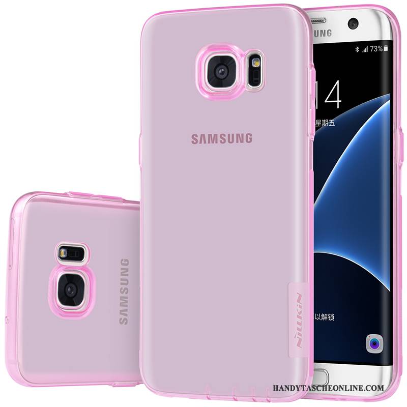 Hülle Samsung Galaxy S7 Edge Schutz Transparent Gold, Case Samsung Galaxy S7 Edge Weiche Rosa