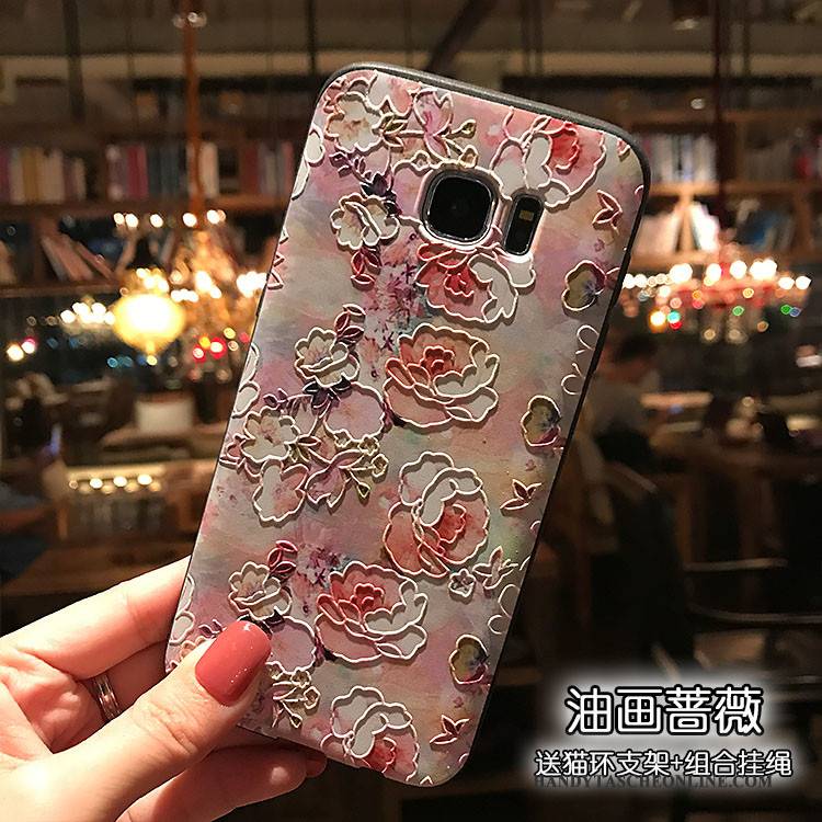 Hülle Samsung Galaxy S7 Edge Silikon Sakura Handyhüllen, Case Samsung Galaxy S7 Edge Weiche Schwarz Anti-sturz