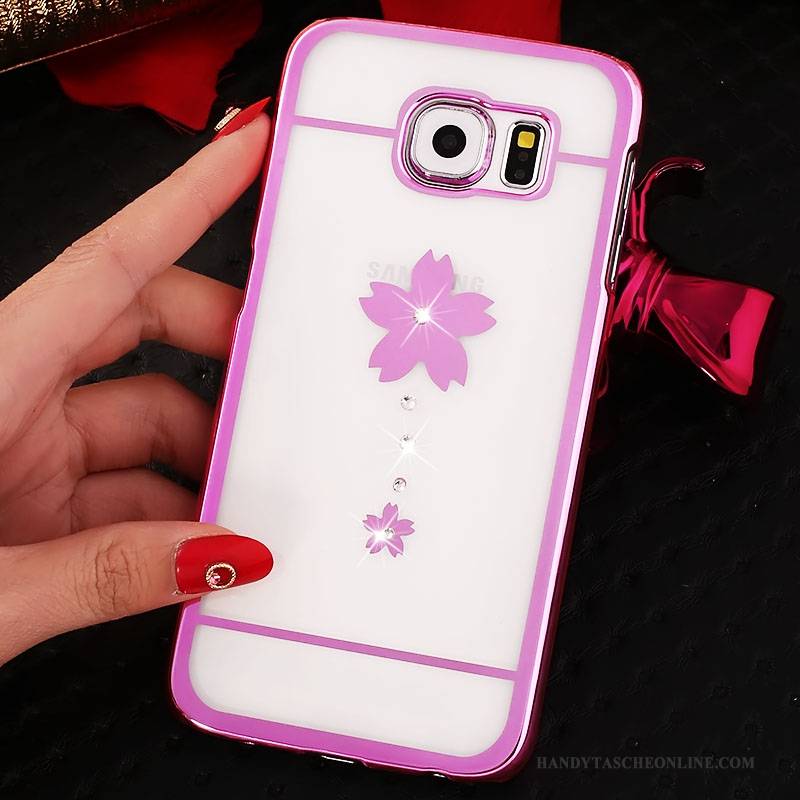 Hülle Samsung Galaxy S7 Edge Strass Transparent Rosa, Case Samsung Galaxy S7 Edge Schutz Schwer Schlank