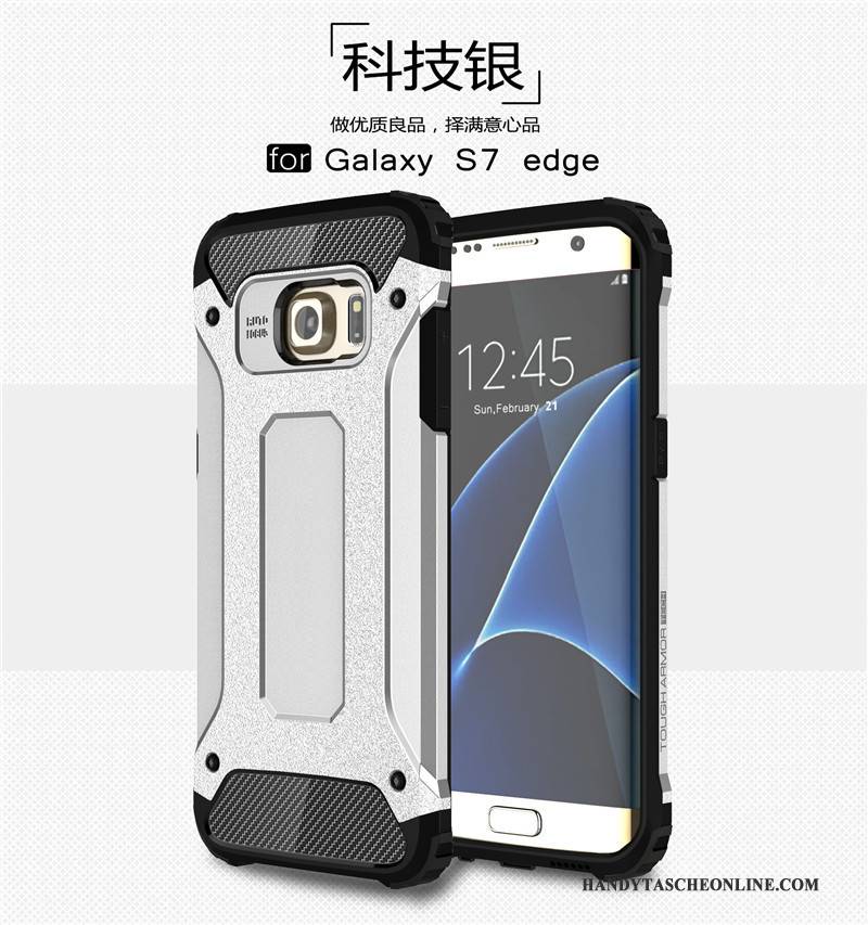 Hülle Samsung Galaxy S7 Edge Taschen Anti-sturz Doppelter Rock, Case Samsung Galaxy S7 Edge Silikon Nubuck Handyhüllen