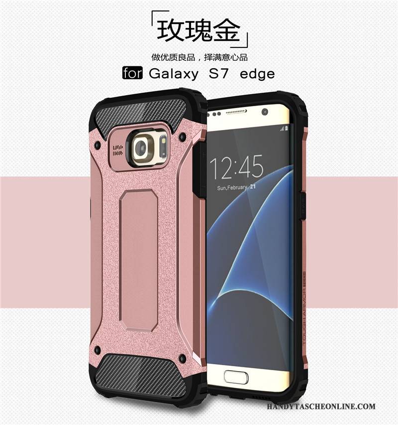 Hülle Samsung Galaxy S7 Edge Taschen Anti-sturz Doppelter Rock, Case Samsung Galaxy S7 Edge Silikon Nubuck Handyhüllen