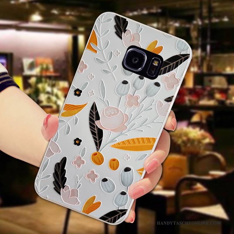 Hülle Samsung Galaxy S7 Edge Taschen Frisch Anti-sturz, Case Samsung Galaxy S7 Edge Prägung Blütenblätter Grün