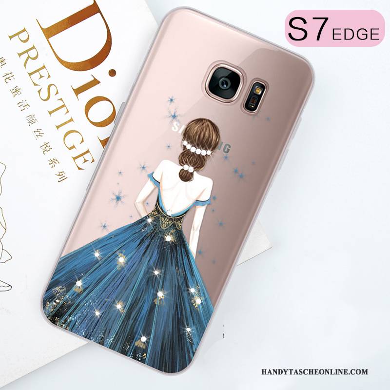 Hülle Samsung Galaxy S7 Edge Taschen Lila Trend, Case Samsung Galaxy S7 Edge Strass Handyhüllen Nette