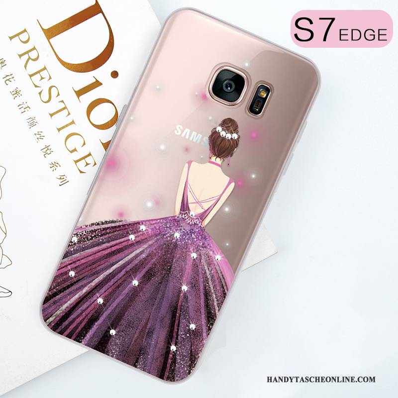 Hülle Samsung Galaxy S7 Edge Taschen Lila Trend, Case Samsung Galaxy S7 Edge Strass Handyhüllen Nette