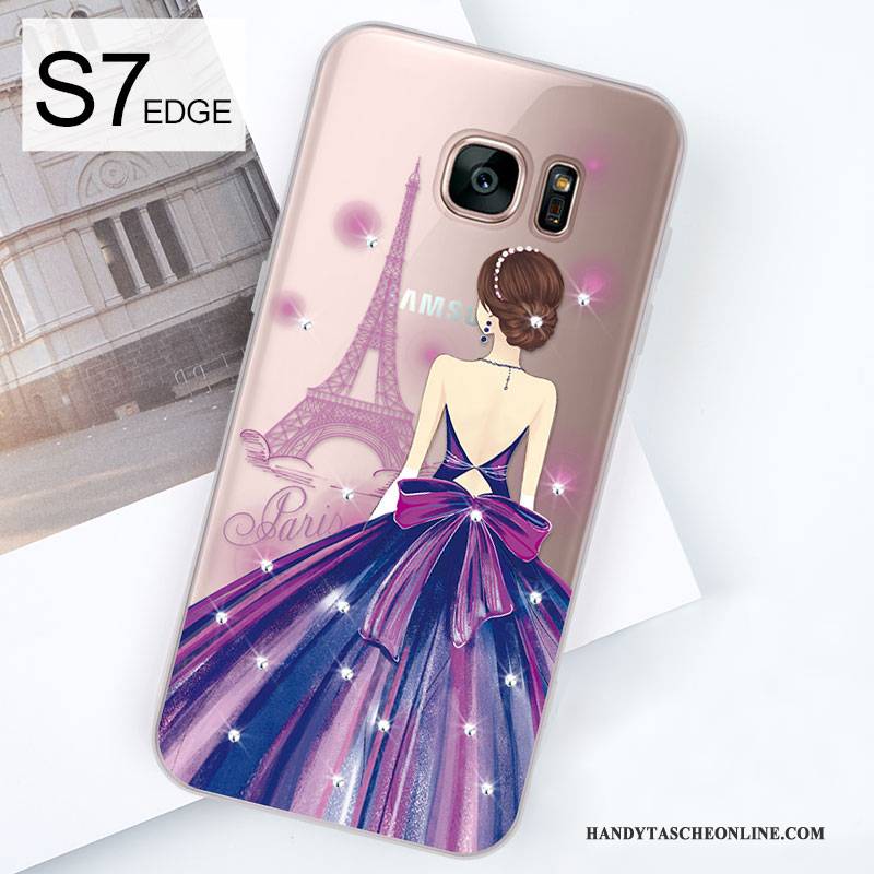 Hülle Samsung Galaxy S7 Edge Taschen Lila Trend, Case Samsung Galaxy S7 Edge Strass Handyhüllen Nette