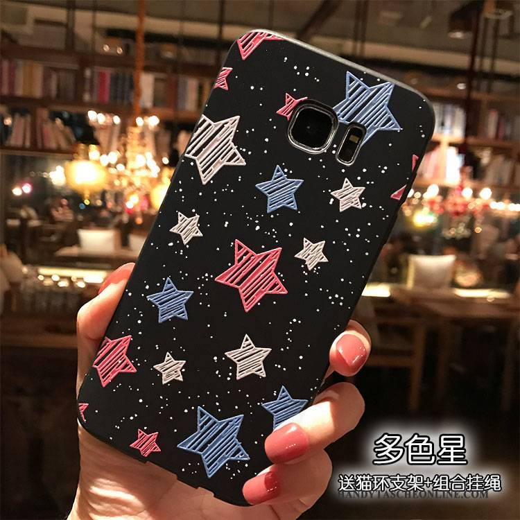 Hülle Samsung Galaxy S7 Edge Taschen Nette Handyhüllen, Case Samsung Galaxy S7 Edge Weiche Hängende Verzierungen Schwarz