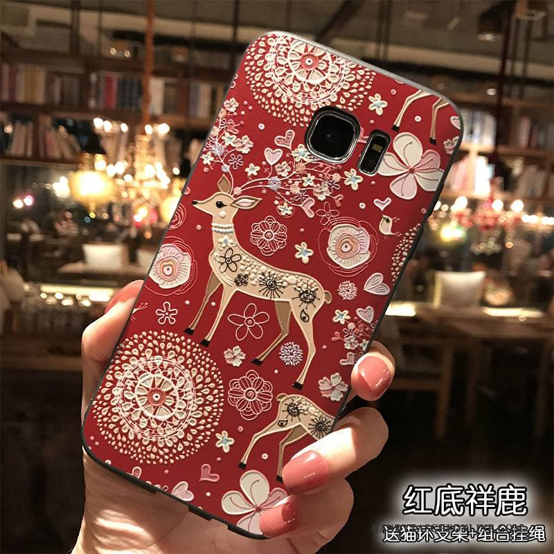 Hülle Samsung Galaxy S7 Edge Taschen Rot Trend, Case Samsung Galaxy S7 Edge Silikon Hängende Verzierungen Handyhüllen