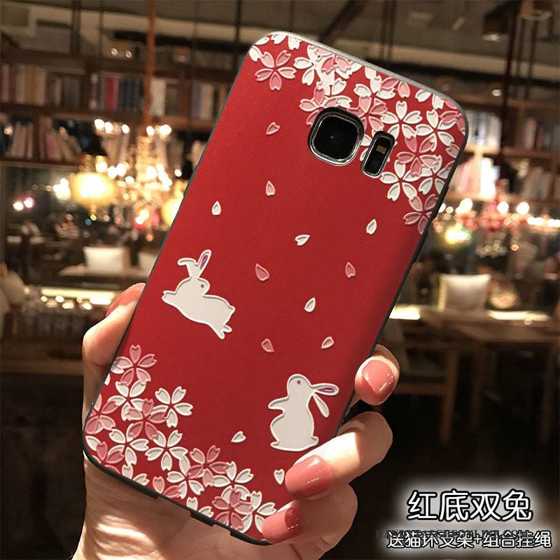 Hülle Samsung Galaxy S7 Edge Taschen Rot Trend, Case Samsung Galaxy S7 Edge Silikon Hängende Verzierungen Handyhüllen