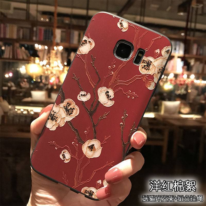 Hülle Samsung Galaxy S7 Edge Taschen Rot Trend, Case Samsung Galaxy S7 Edge Silikon Hängende Verzierungen Handyhüllen