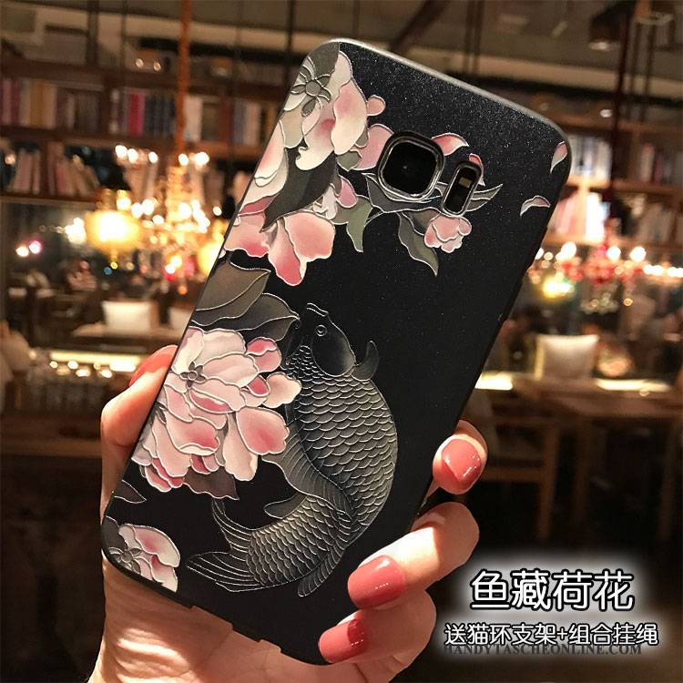 Hülle Samsung Galaxy S7 Edge Taschen Wind Persönlichkeit, Case Samsung Galaxy S7 Edge Silikon Schwarz Grün