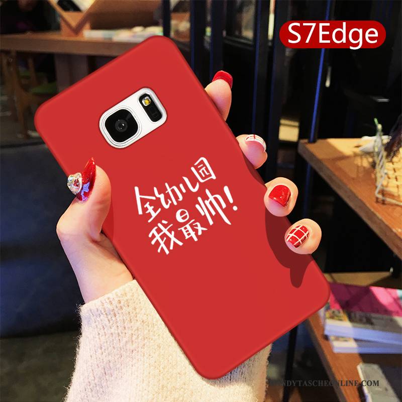 Hülle Samsung Galaxy S7 Edge Weiche Rot Nette, Case Samsung Galaxy S7 Edge Karikatur Liebhaber Handyhüllen