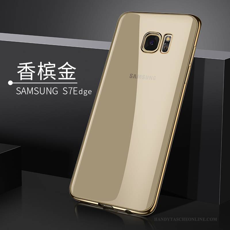 Hülle Samsung Galaxy S7 Edge Weiche Trend Gold, Case Samsung Galaxy S7 Edge Silikon Transparent Handyhüllen