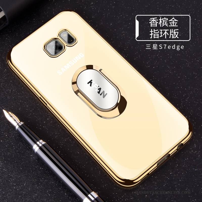 Hülle Samsung Galaxy S7 Edge Weiche Trend Gold, Case Samsung Galaxy S7 Edge Silikon Transparent Handyhüllen