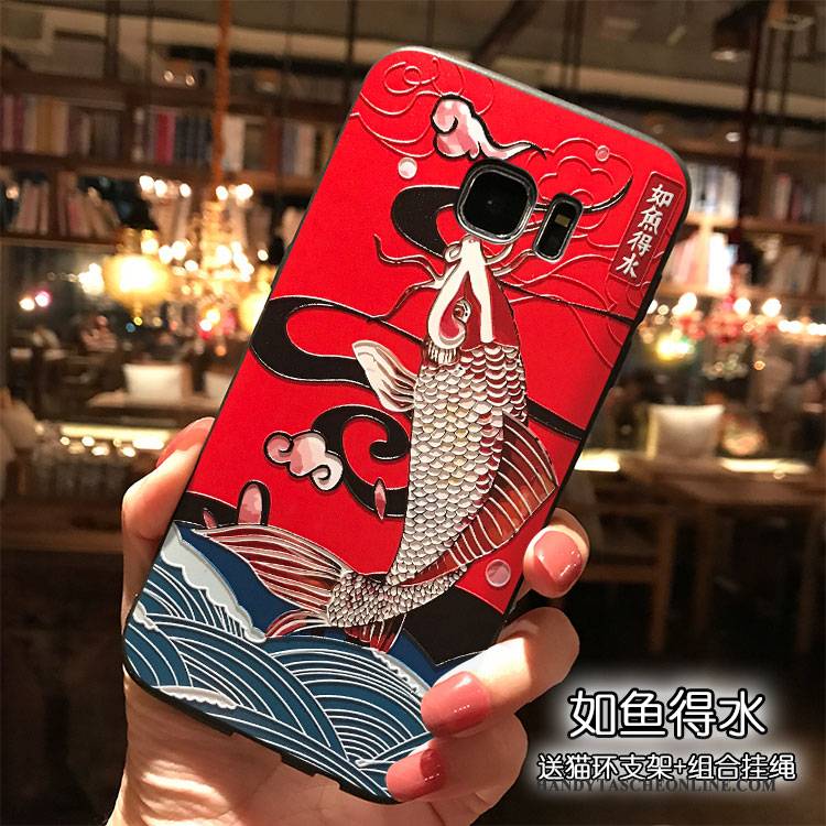 Hülle Samsung Galaxy S7 Farbe Tiger Wind, Case Samsung Galaxy S7 Taschen Trend Hängende Verzierungen