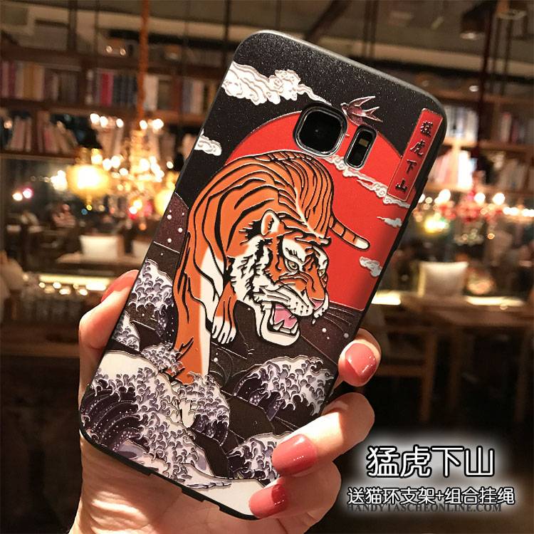 Hülle Samsung Galaxy S7 Farbe Tiger Wind, Case Samsung Galaxy S7 Taschen Trend Hängende Verzierungen