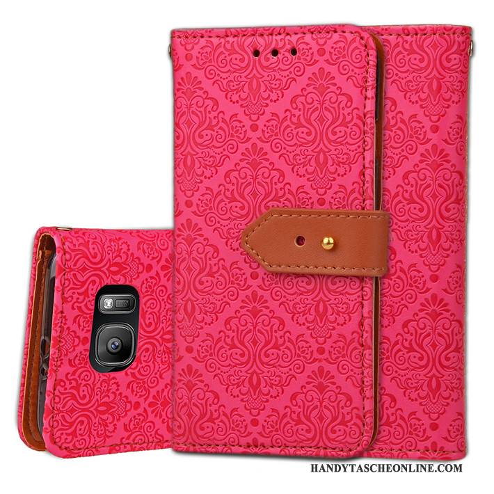 Hülle Samsung Galaxy S7 Folio Handyhüllen Rot, Case Samsung Galaxy S7 Luxus Neu Anti-sturz