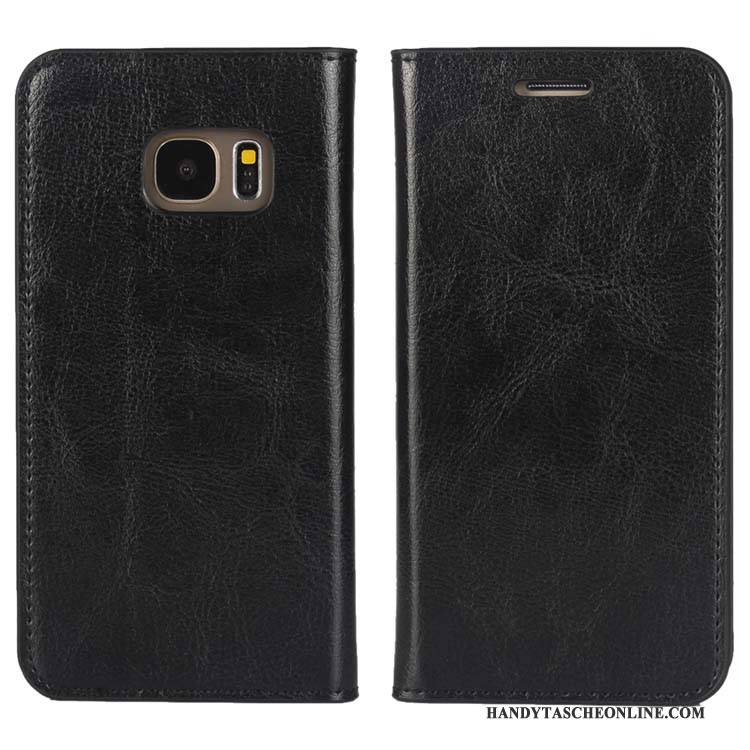 Hülle Samsung Galaxy S7 Folio Schwarz Handyhüllen, Case Samsung Galaxy S7 Lederhülle