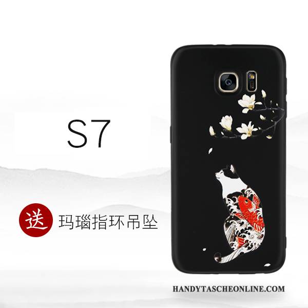 Hülle Samsung Galaxy S7 Kreativ Schwarz Handyhüllen, Case Samsung Galaxy S7 Silikon Persönlichkeit