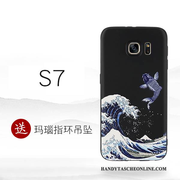 Hülle Samsung Galaxy S7 Kreativ Schwarz Handyhüllen, Case Samsung Galaxy S7 Silikon Persönlichkeit