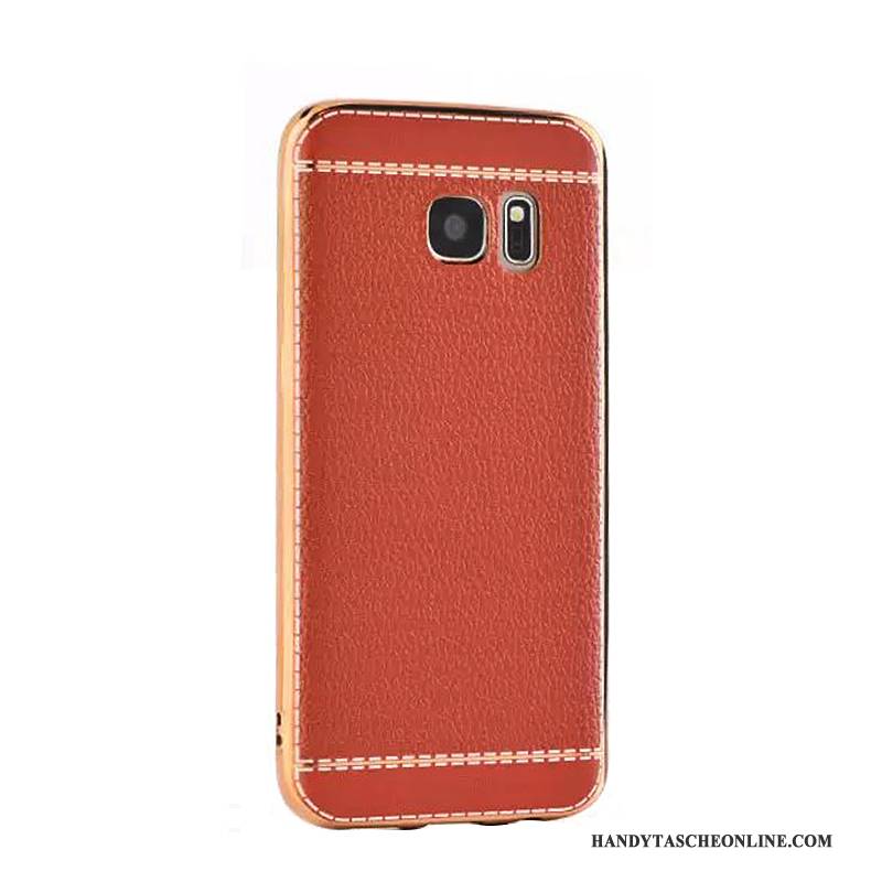 Hülle Samsung Galaxy S7 Leder Business Rot, Case Samsung Galaxy S7 Weiche Muster Trend